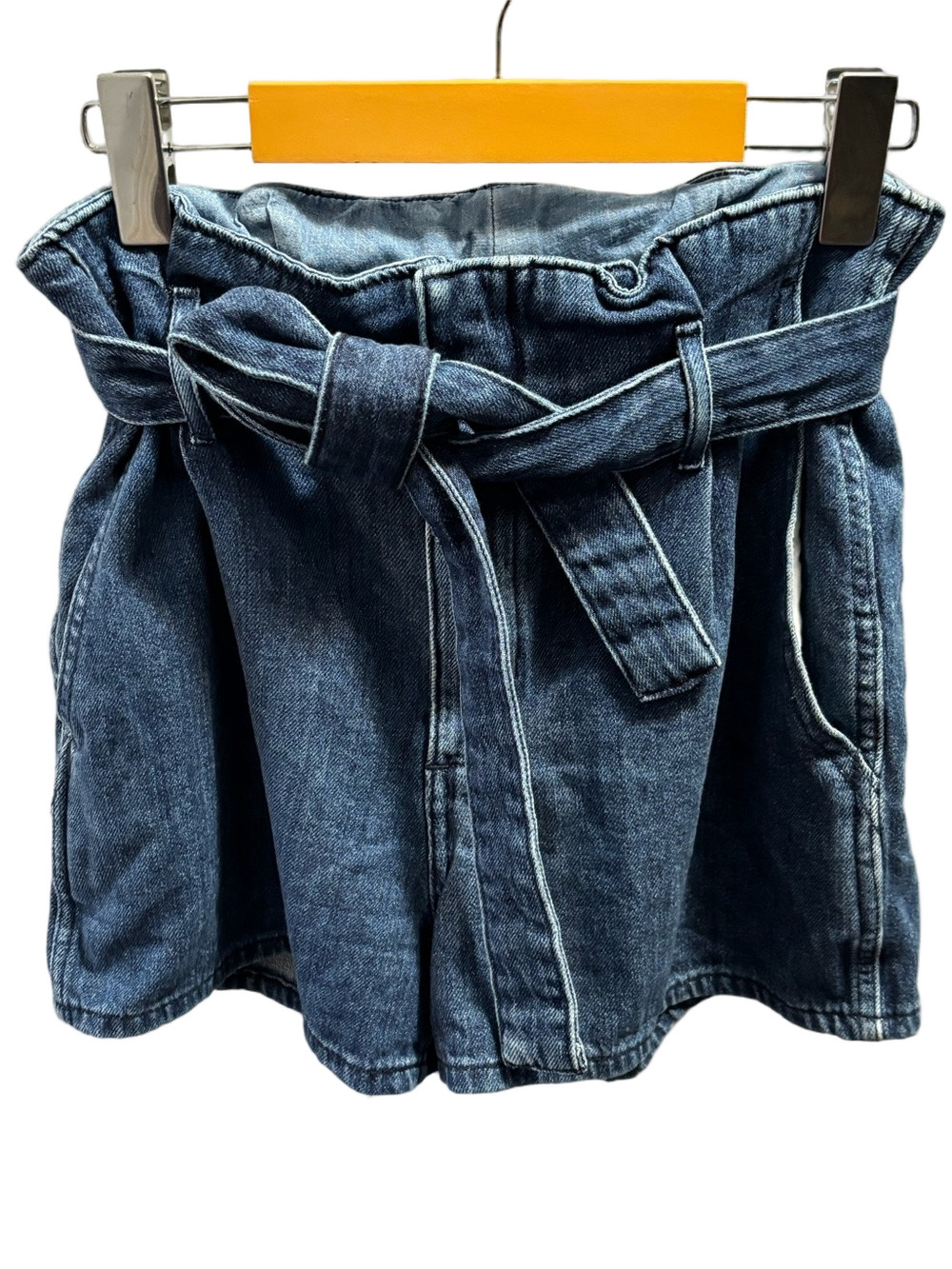 ARITZIA Wilfred Free “Free Jeans” High-Waist Paperbag Denim Shorts 4 Tie Belt